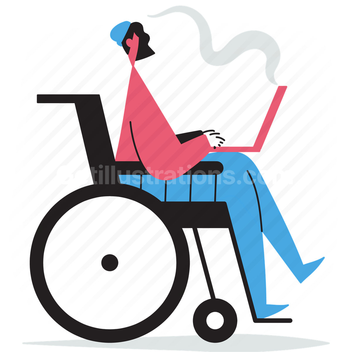 wheelchair, medical, health, disability, laptop, computer, woman